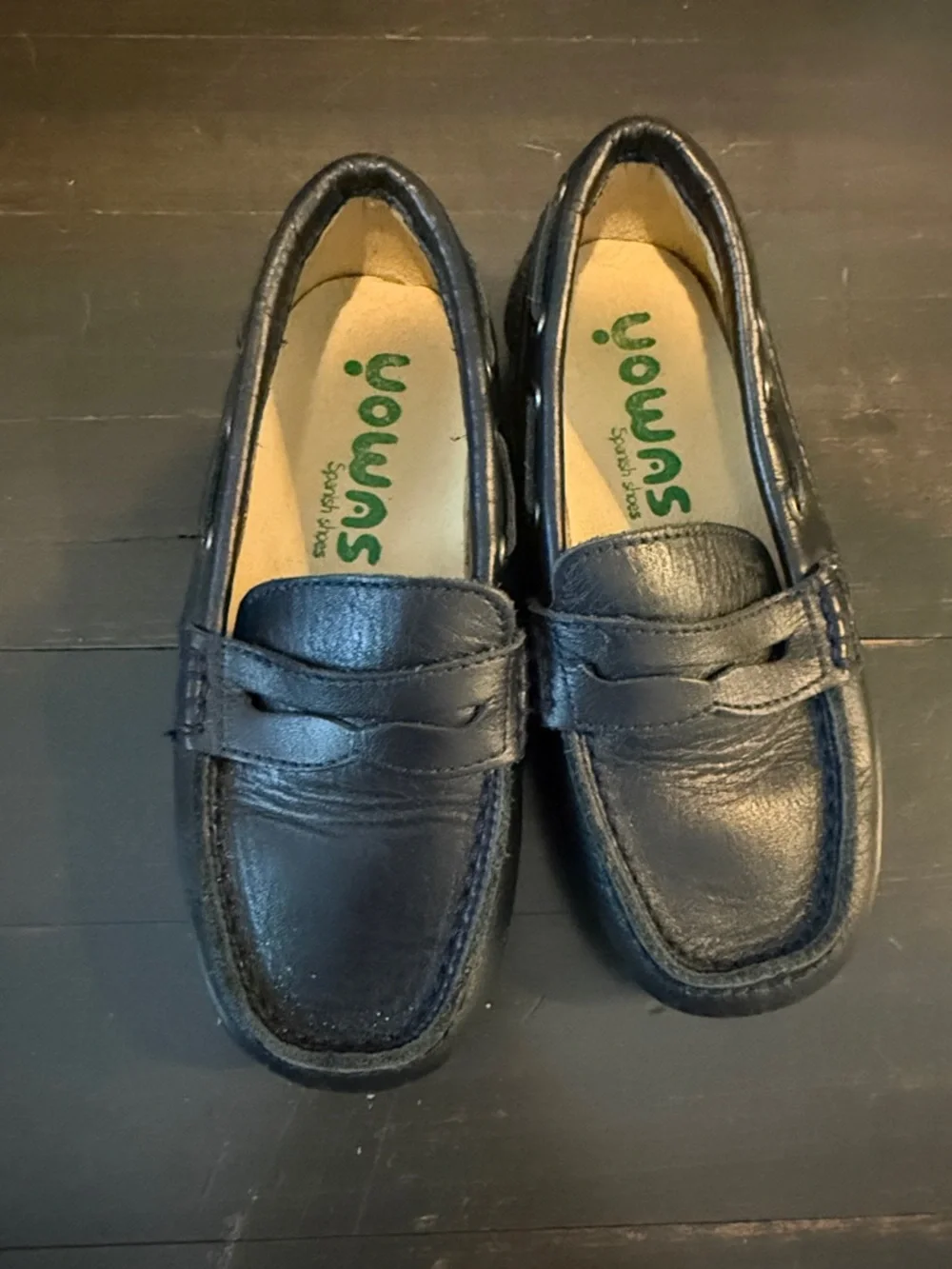 Toddler Navy Leather Slip-On Mocassins